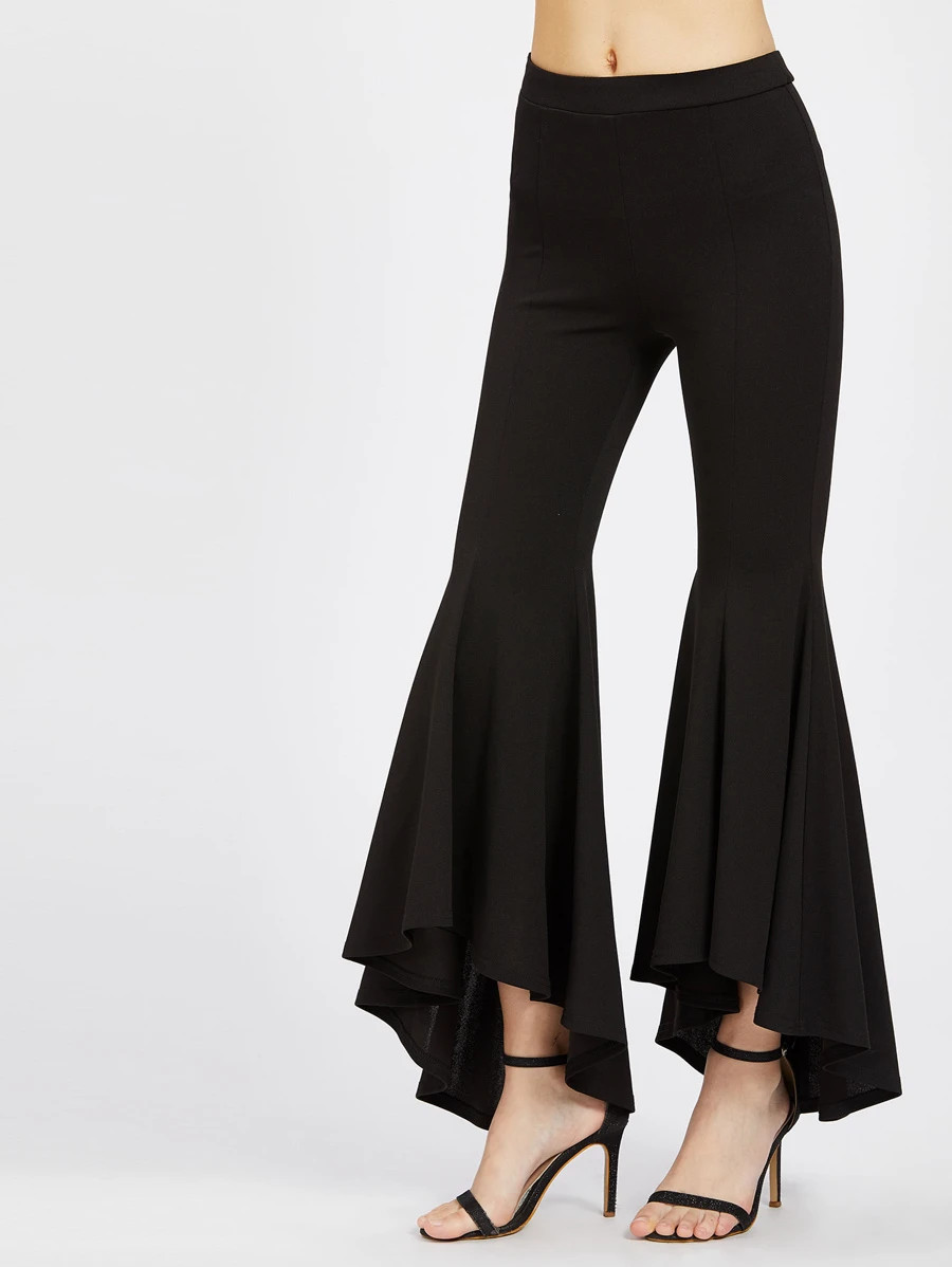 Hi Lo Ruffle Hem Pants | SHEIN