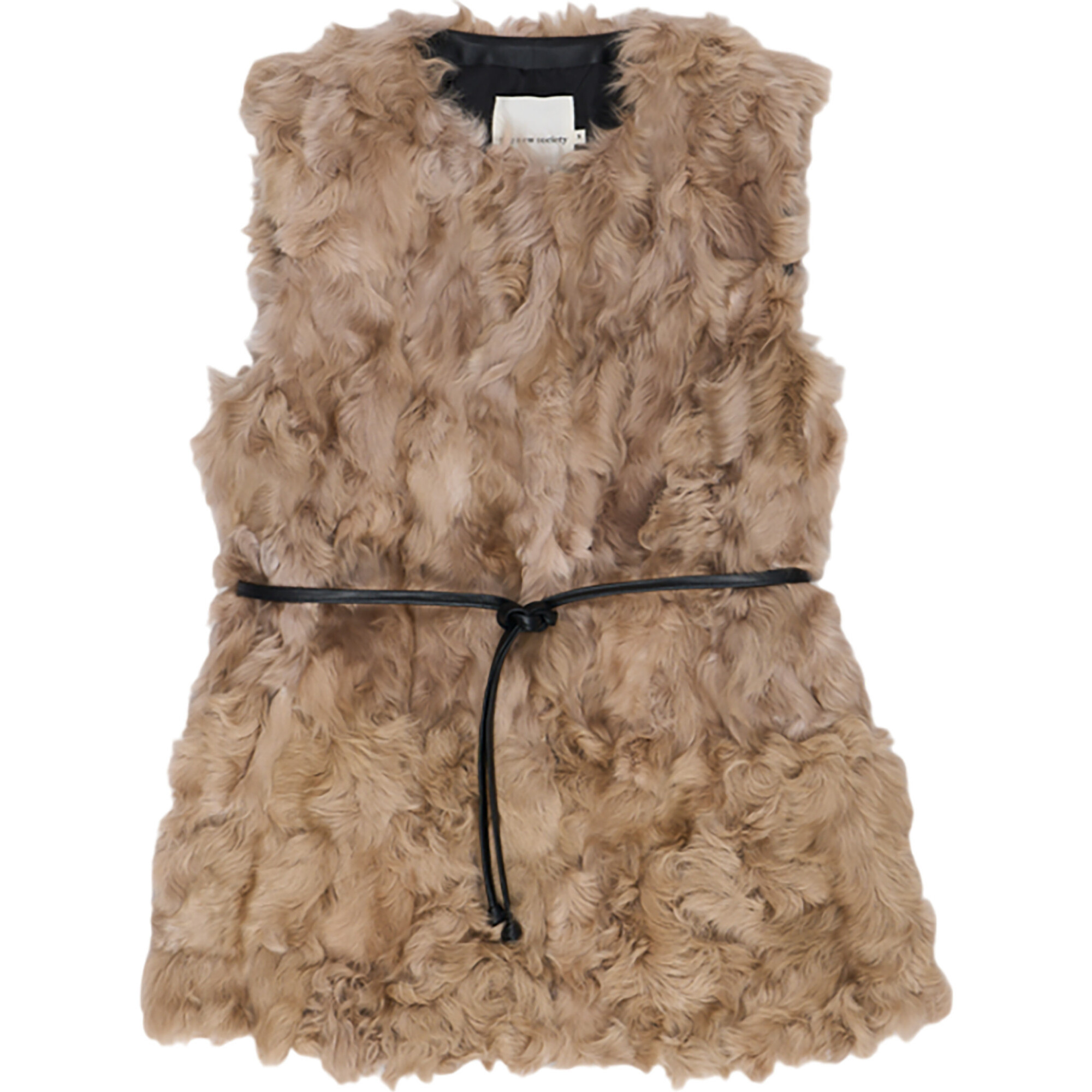 Women's Linz Fur Belt Tie Waistcoat, Chestnut Glow | Maisonette