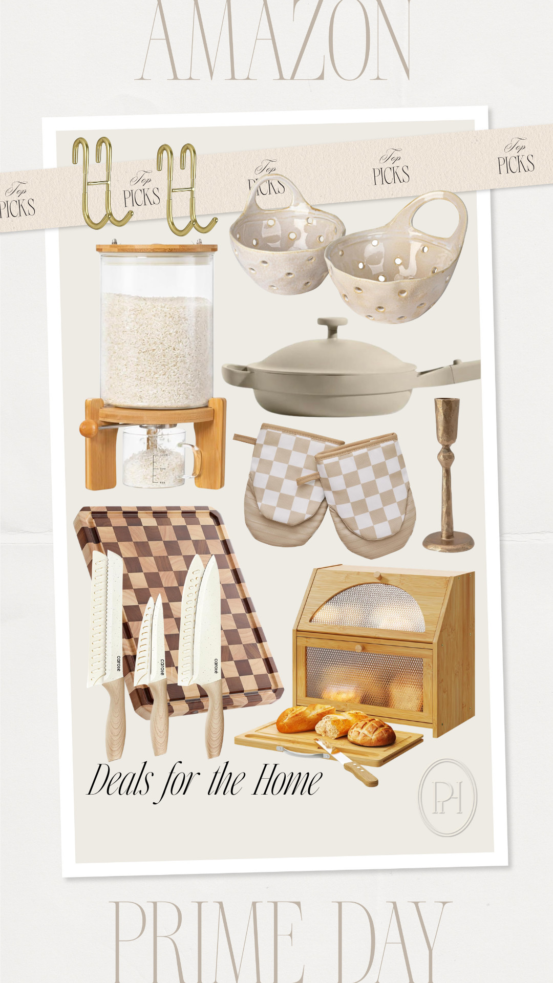 Some of my favorite picks for the home on Amazon Prime Days!

Prime Day Deals, kitchen finds, neutral kitchen, neutral home, kitchen gadgets, pantry organization, pantry essentials, rice dispensers, bread box, knife set, kitchen knives, S hooks, bath towel hooks, berry colander, non-stick pan, checkerboard cutting board, wood cutting board, stone colander, brass candlesticks, candle holders, home decor, home accents, skillet, pan 

 #LTKSeasonal #LTKHome #LTKSaleAlert