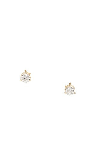 EF COLLECTION Solitaire Diamond Stud Earring in Metallic Gold. | Revolve Clothing (Global)