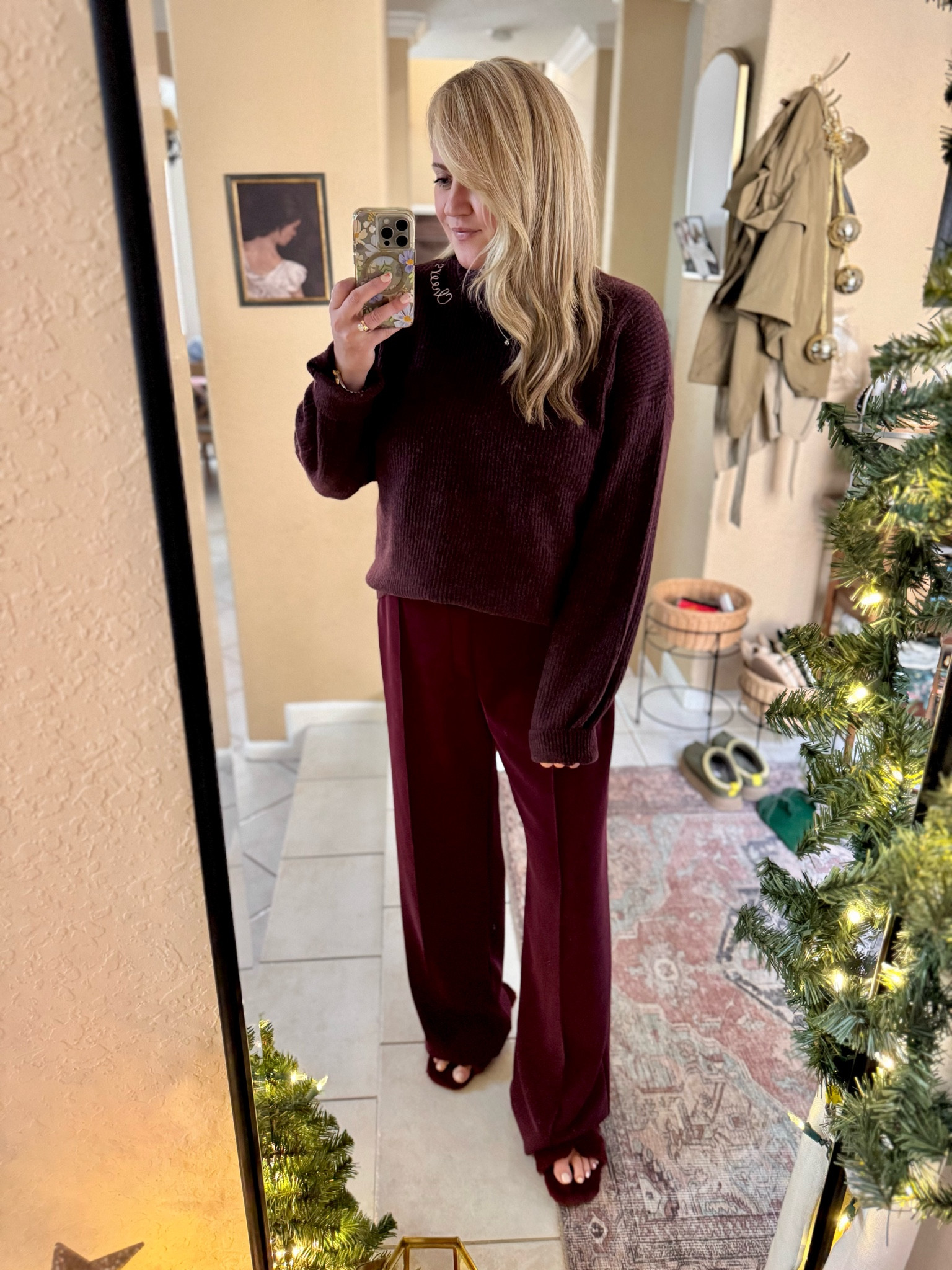 I’m obsessed with burgundy and this is the coziest, holiday outfit for a snuggly night in with a holiday movie or NYE at home with the ones you 🤍

#LTKHoliday #LTKGiftGuide #LTKSaleAlert