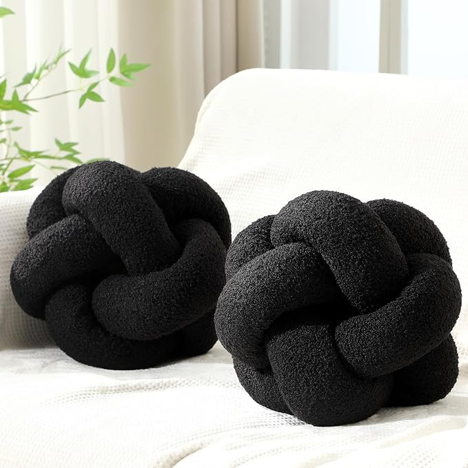 2 Pcs Knot Pillow Balls, 12 Inch Soft Home Decorative Round Stylish Throw Pillow Cute Handmade Kn... | Amazon (US)