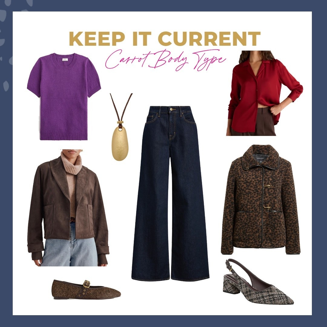 As a Carrot Body Type keep your wardrobe current this fall with these items including something in color!