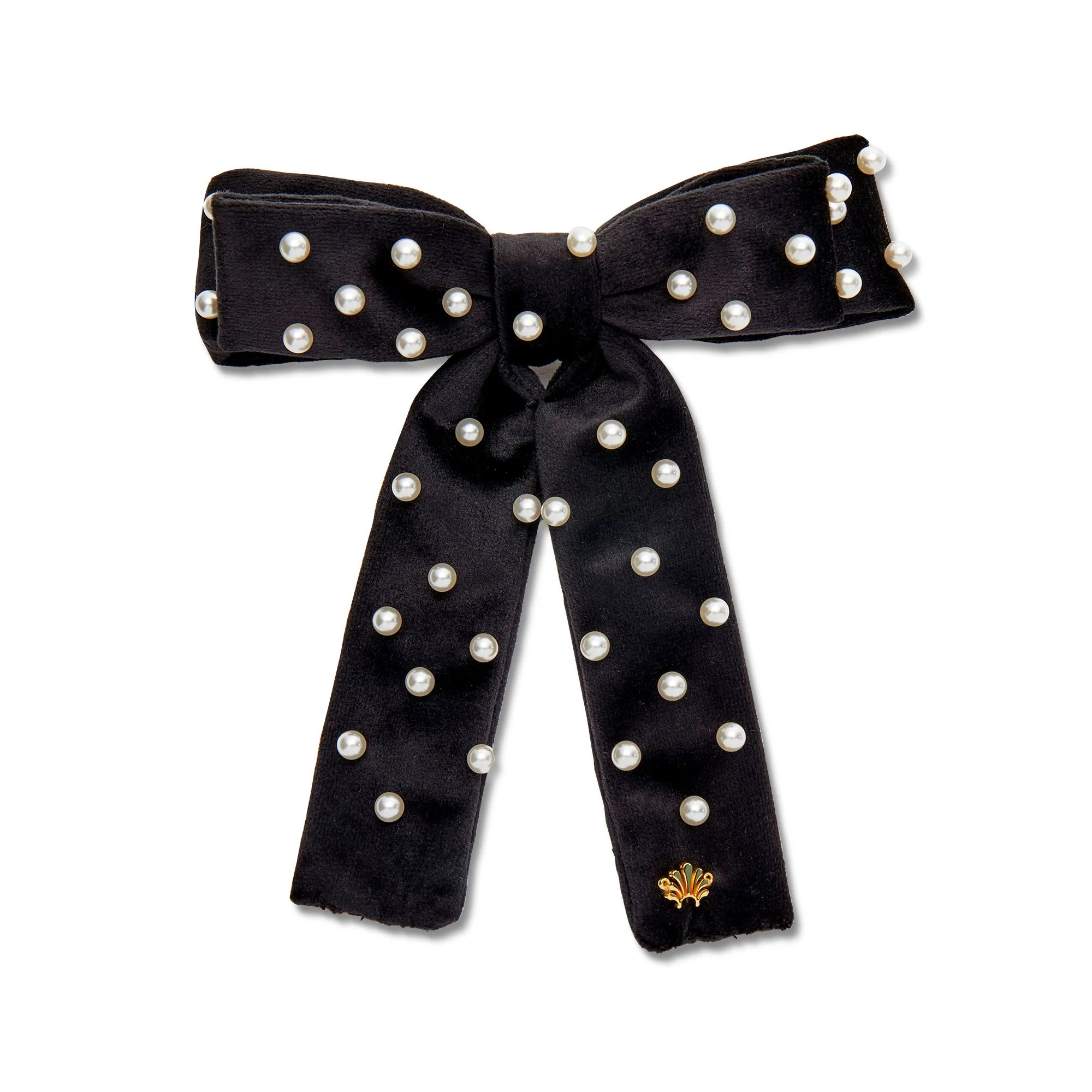 JET PEARL EMBELLISHED ANTOINETTE BOW BARRETTE | LELE SADOUGHI