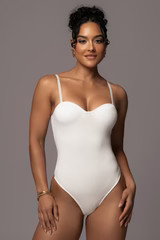 White Sascha Strapless Bodysuit | JLUXLABEL