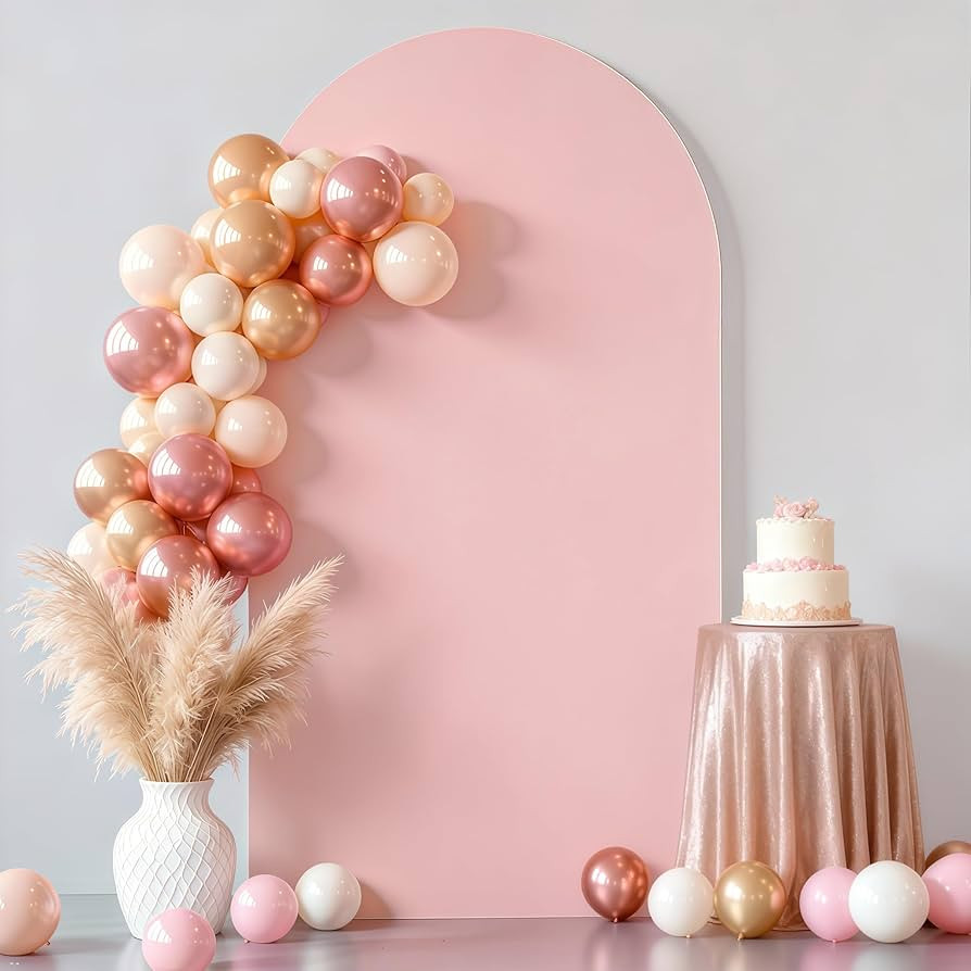 6.6FT Dusty Rose Arch Cover - Polyester Fitted Wedding Arch Stand Covers Round Top Chiara Arch Ba... | Amazon (US)