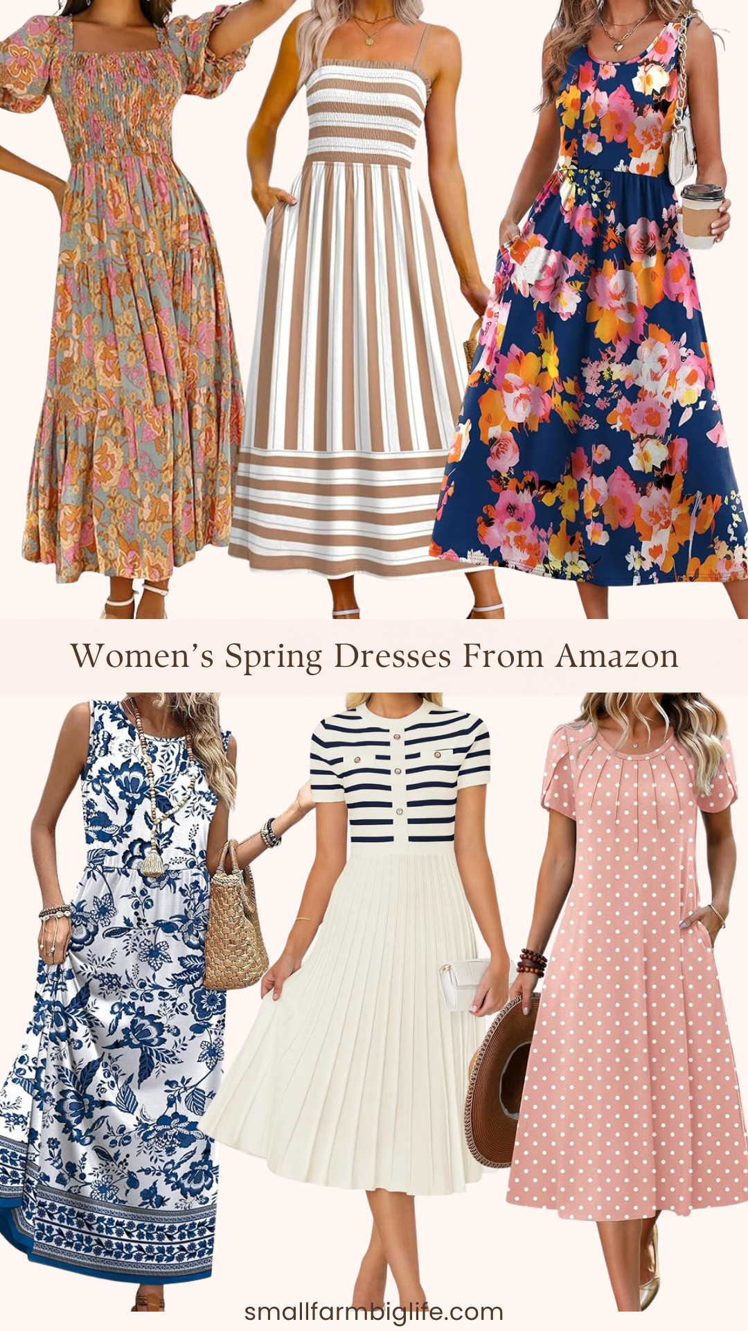 Spring dresses are officially on repeat 🌸☀️

From a tan and white striped smocked maxi dress with pockets to flowy floral midi styles and an easy striped knit dress, these Women’s Spring Dresses from Amazon are perfect for everyday wear or beach vacation outfits. Think breezy sundresses, boho ruffle maxis, and feminine pink polka dot styles that are effortless, flattering, and ready for warmer days 🤍✨ 

 #LTKootd #LTKOver40 #LTKTravel