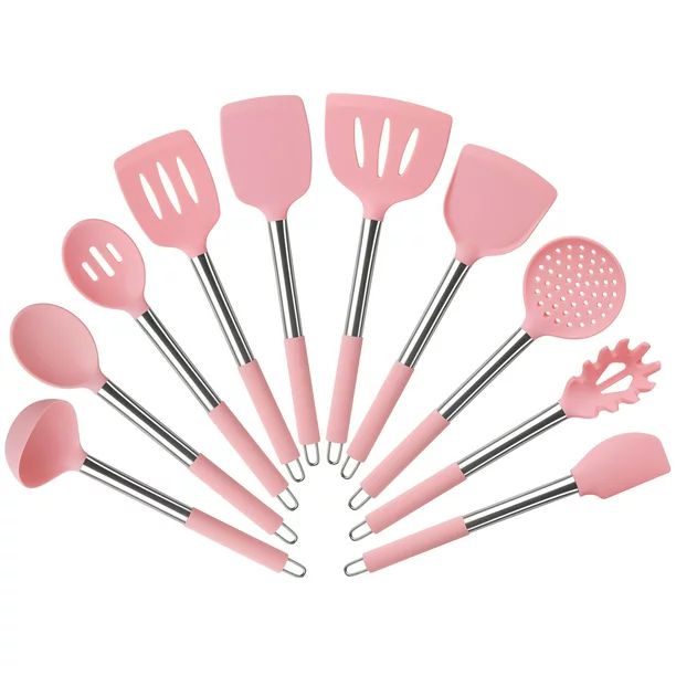 Mainstays 10 Piece Silicone Utensil Set - Pink Mist | Walmart (US)
