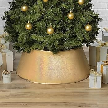 New Traditions - Christmas Tree Collar Stand Band - Faux Leather in Metallic Gold | Amazon (US)