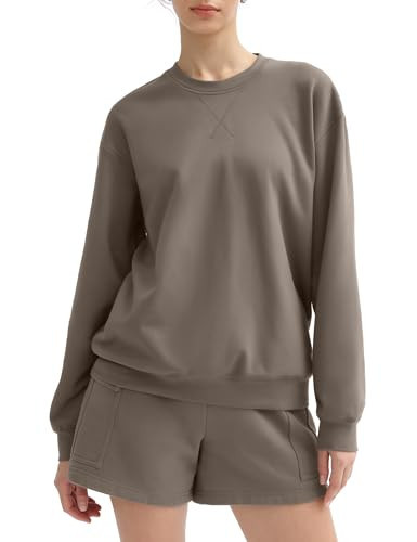 PUMIEY Oversized Sweatshirt for Women Casual Crewneck Long Sleeve Pullover Hoodie Fall Clothes, Simply Taupe Medium | Amazon (US)