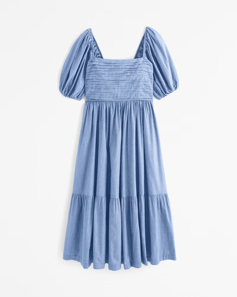 The A&F Emerson Poplin Puff Sleeve Midi Dress | Abercrombie & Fitch (US)