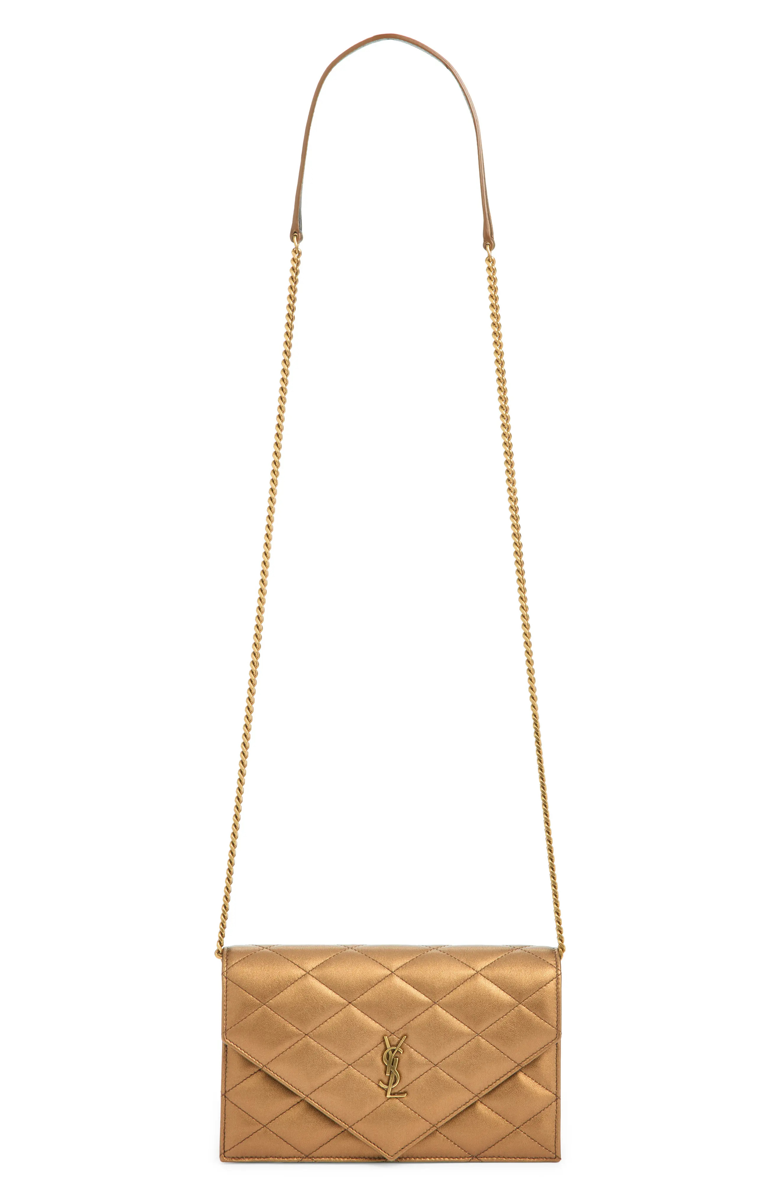 Saint Laurent Paris Metallic Leather Chain Wallet (Women) | Nordstrom | Nordstrom