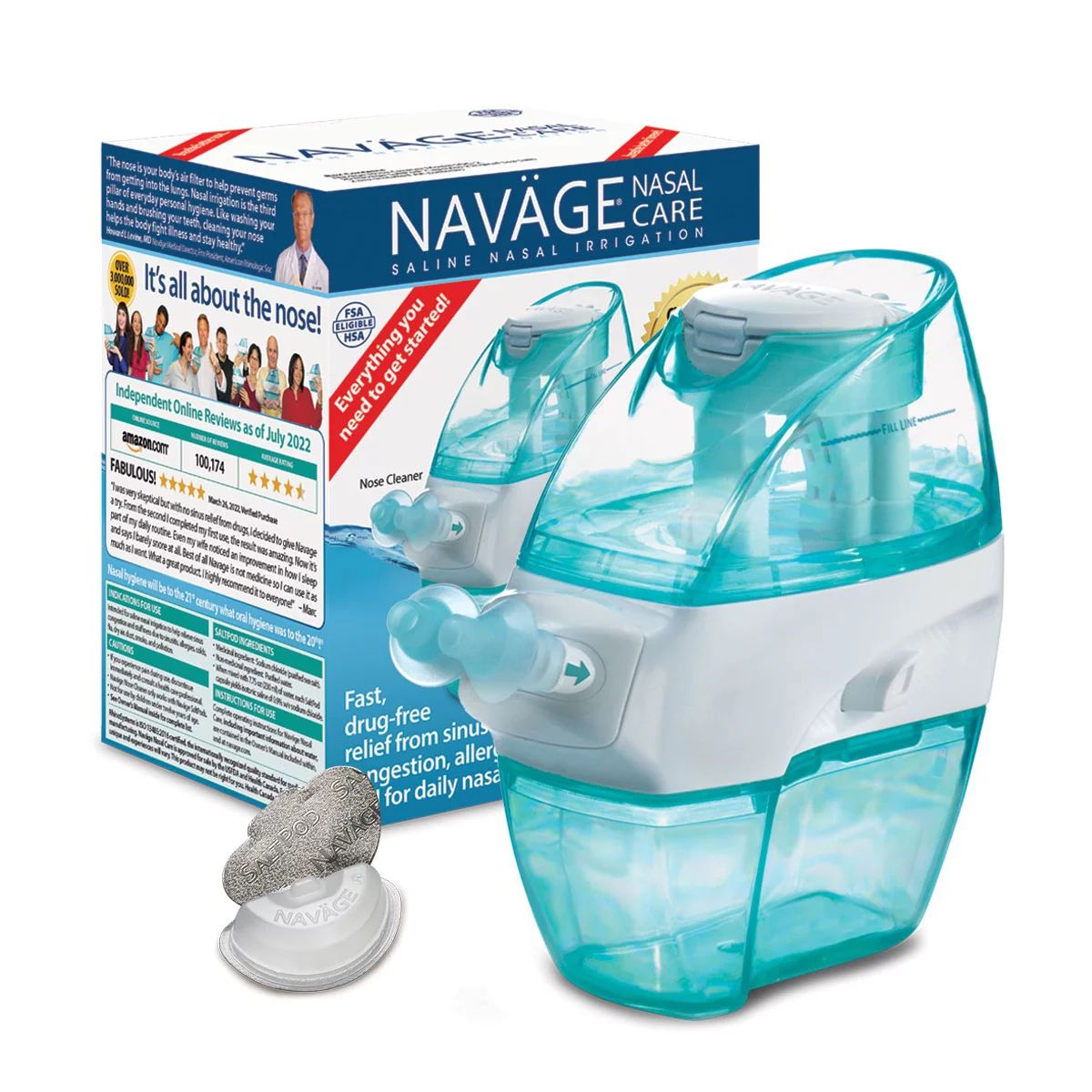 Navage Nasal Care Starter Bundle Nose Cleaner, 20 SaltPods, Plus Bonus 10 SaltPods - Walmart.com | Walmart (US)