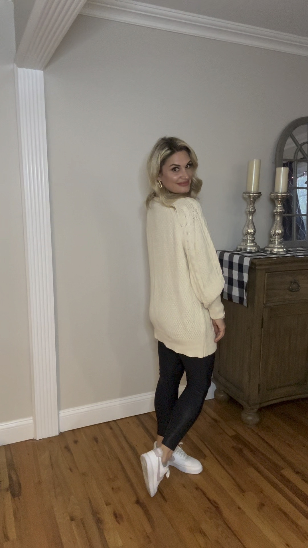 Love this casual look you can wear on the go! This sweater dress is bump friendly, and can be dressed down or up depending on what shoes you wear with it. 

-Pleather Leggings: size Large
-Cable Knit Sweater Dress: Medium 


#LTKSeasonal #LTKBump #LTKxPrimeDay