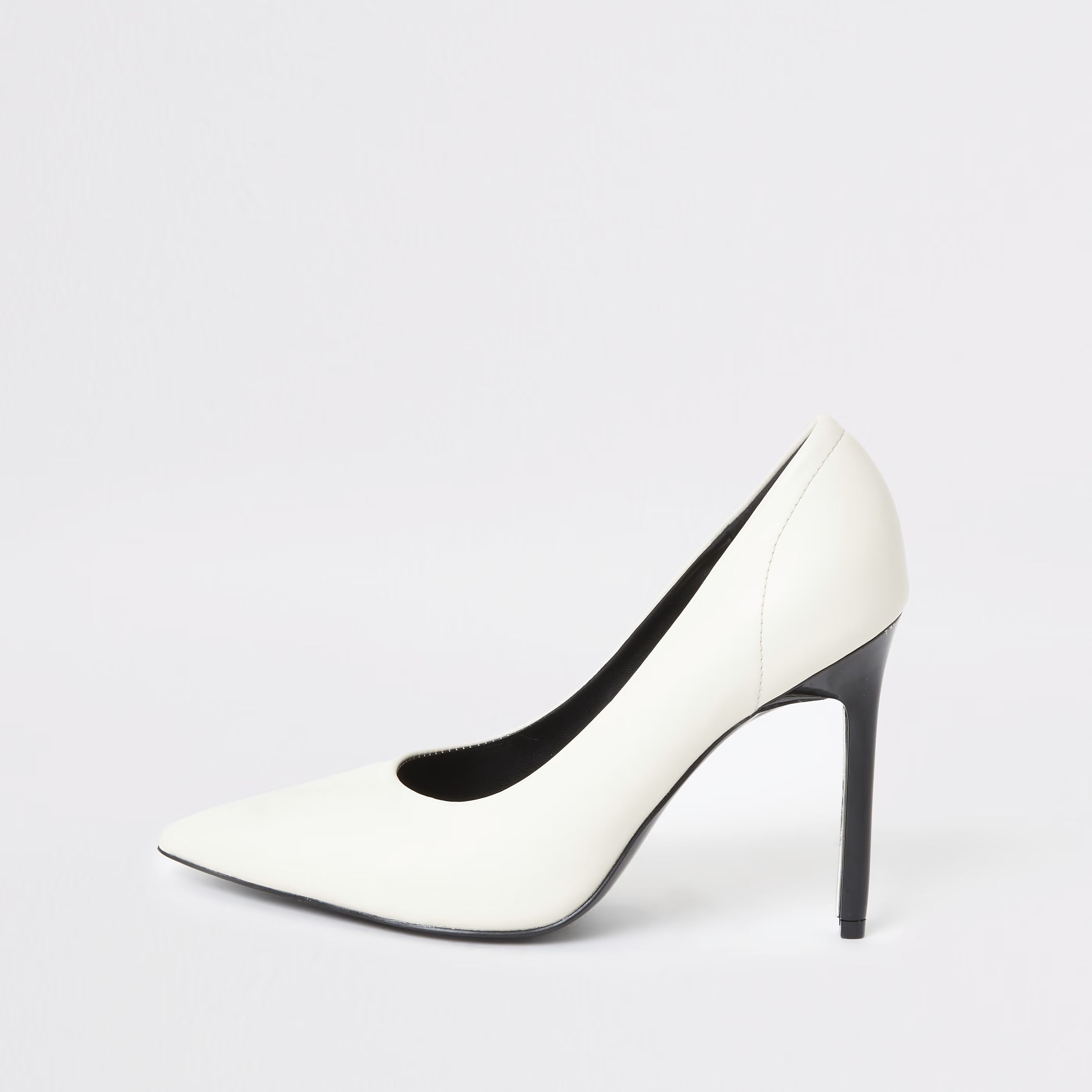River Island Womens White pointed toe skinny heel court shoes | River Island (UK & IE)