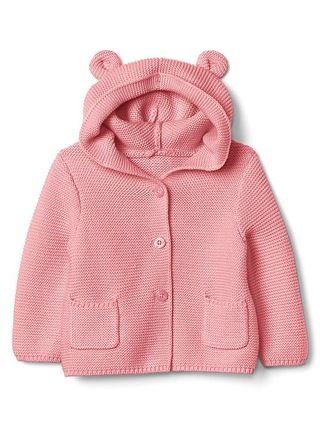 Gap Women Baby Girls Baby Boys Bear Garter Hoodie Sweater Coral Frost Size 0-3 M | Gap US