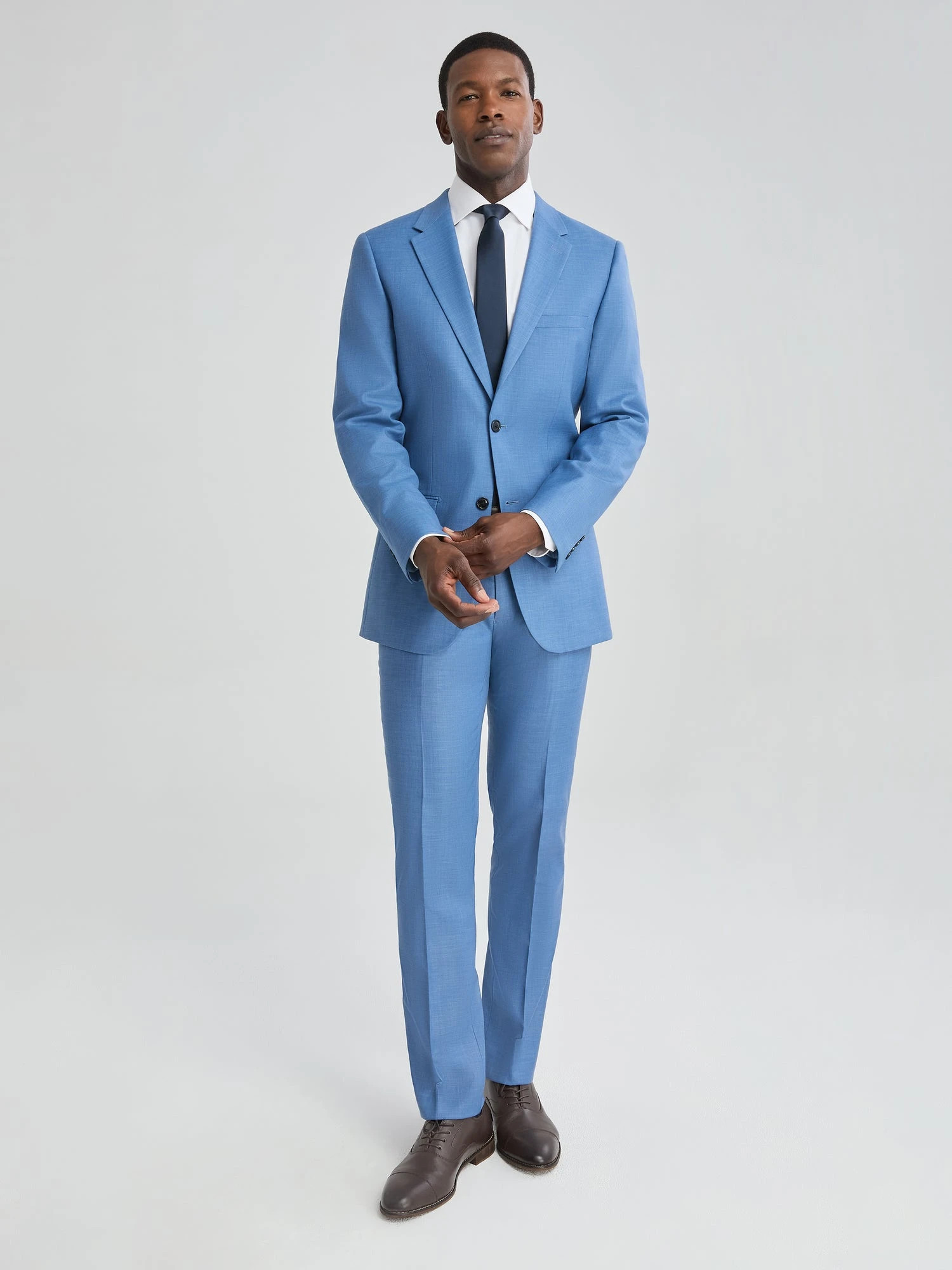 Men\u2019s Linen-Look Denim Blue Suit | Blue Men\u2019s Suit for Weddings | SuitShop | SuitShop