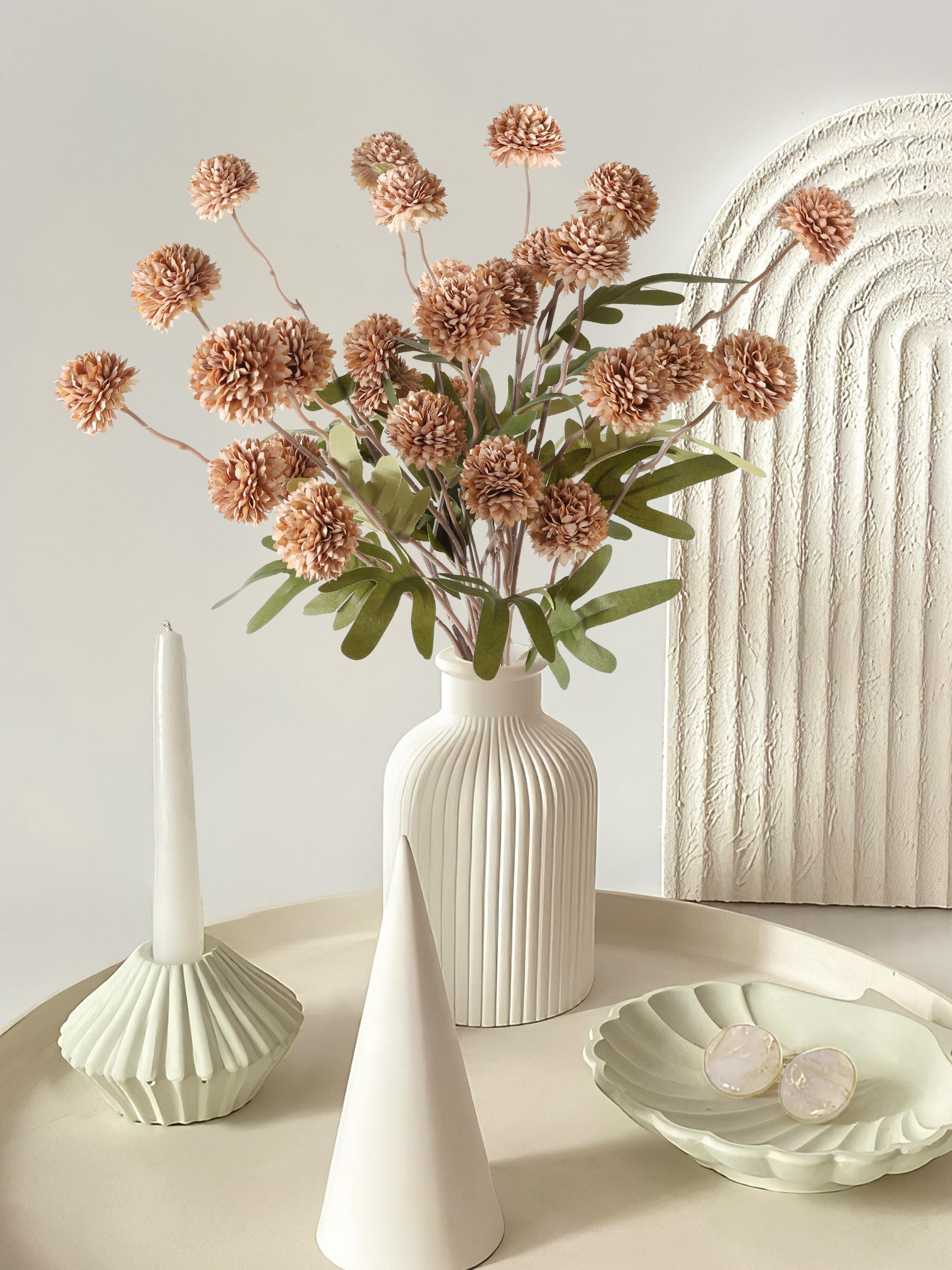 HOHOTIME 6pcs Faux Silk Pompon Mum Artificial Flowers, Bulk Fake Mini Chrysanthemums with Stems f... | Amazon (US)