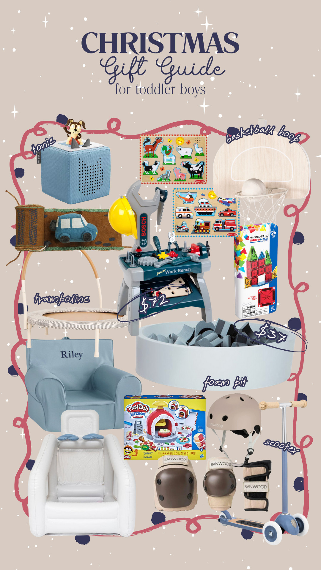 Toddler boy Christmas gift guide 🎁
This guide includes stocking stuffers, active play toys, and big gifts toddlers love — indoors and out.
Easy to shop, parent-approved, and perfect if you’re shopping last-minute.
toddler boy gifts • toddler toys • Christmas gift ideas • ages 1–4 

 

#LTKGiftGuide #LTKHoliday #LTKKids