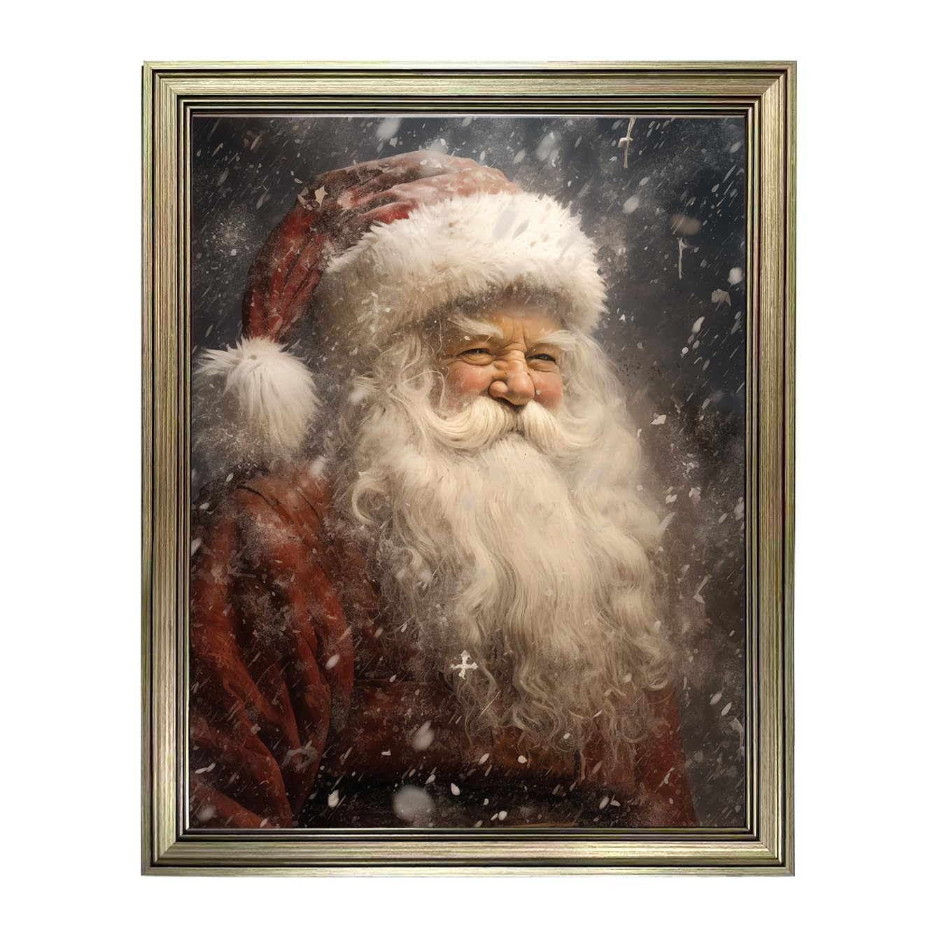 Vintage Santa Claus Portrait Canvas Print, Santa Pictures for Wall, Framed Christmas Wall Decor, ... | Amazon (US)
