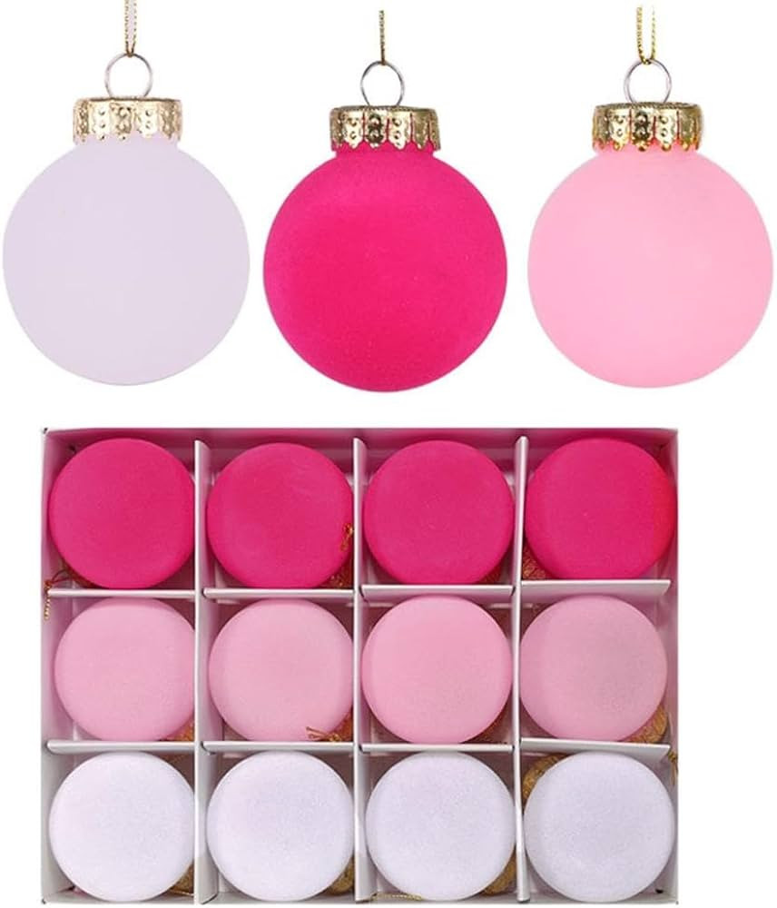 Velvet Christmas Balls Pink Flocked Christmas Tree Ornaments Assortment for Xmas Tree Holiday Dec... | Amazon (US)