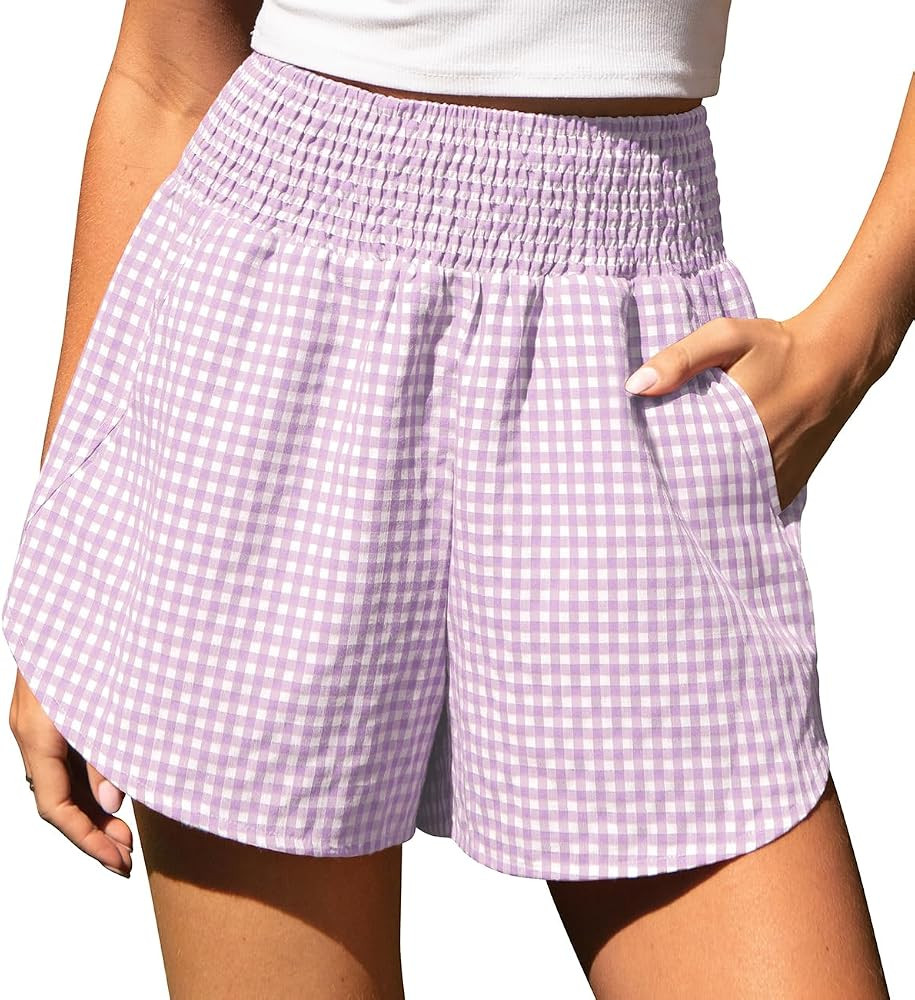 TARSE Women's Gingham Linen Shorts with Pockets | Amazon (US)
