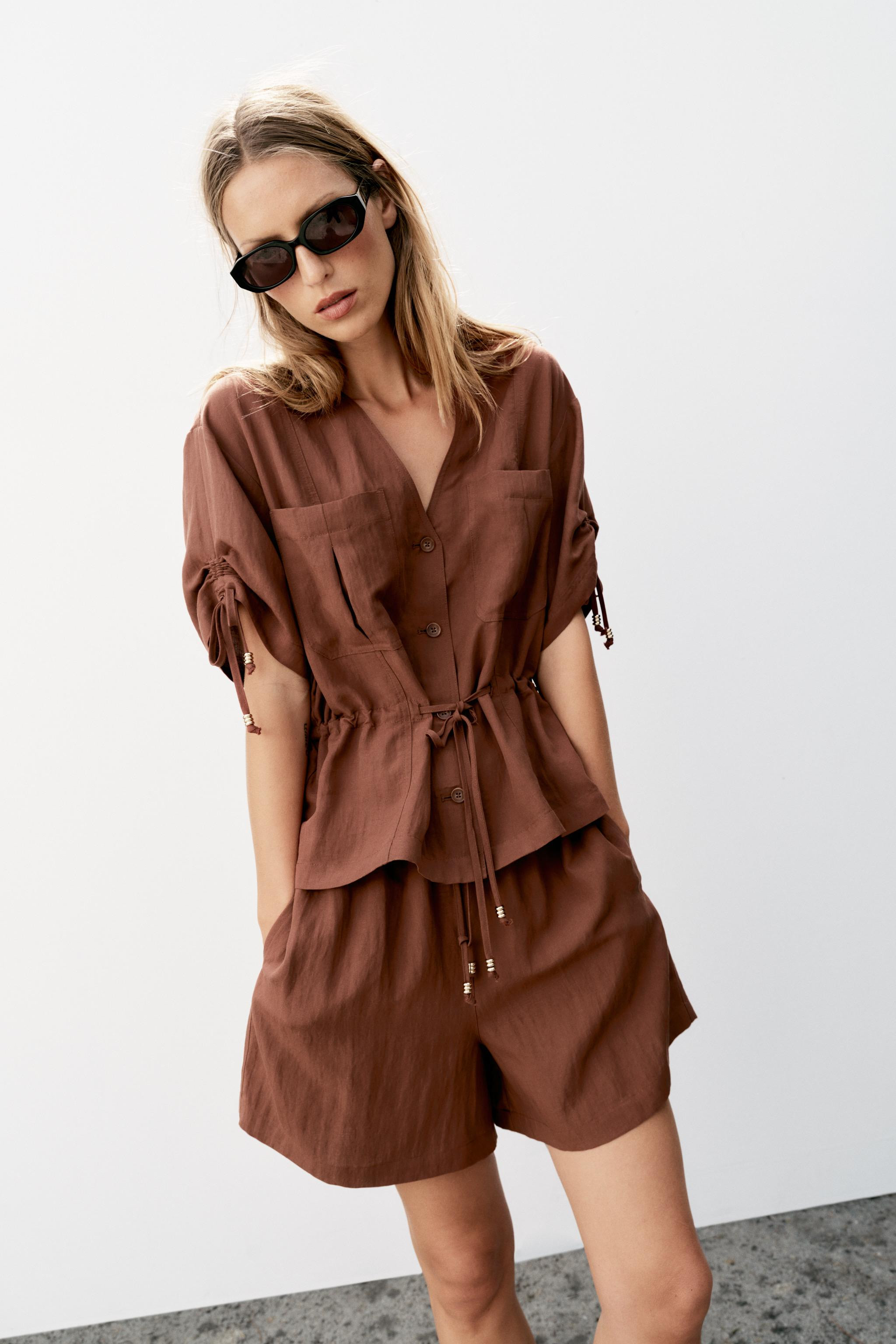 SHORT SLEEVE BEADED SAFARI JACKET | Zara UK