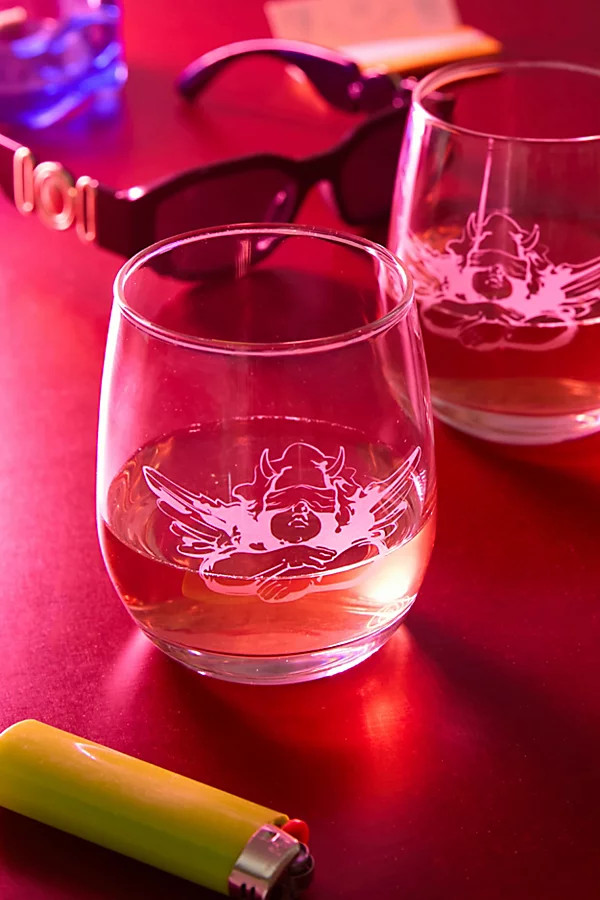 Boys Lie Stemless Wine Glass Set in Clear at Urban Outfitters | Urban Outfitters (US and RoW)