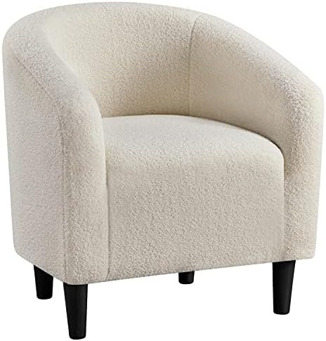 Yaheetech Small Fashionable and Comfortable Accent Barrel Chair Sherpa Chair Arm Chair Club Chair, S | Amazon (US)
