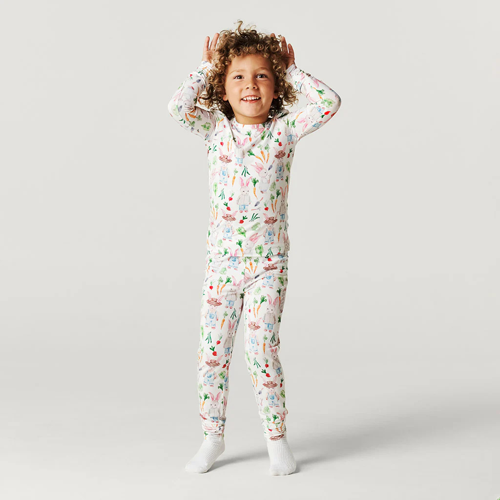 Rabbit White Long Sleeve Toddler Pajamas | Clarence | Posh Peanut