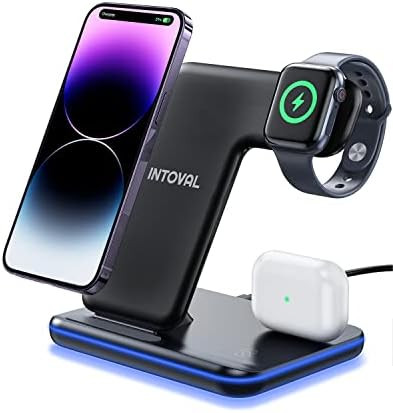 Amazon.com: Intoval Wireless Charger, 3 in 1 Charger for iPhone/iWatch/Airpods, Qi-Certified Char... | Amazon (US)