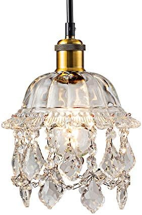 Vintage Pendant Light Adjustable Crystal Pendant Light with Clear Glass Shade, Farmhouse Ceiling Pen | Amazon (US)