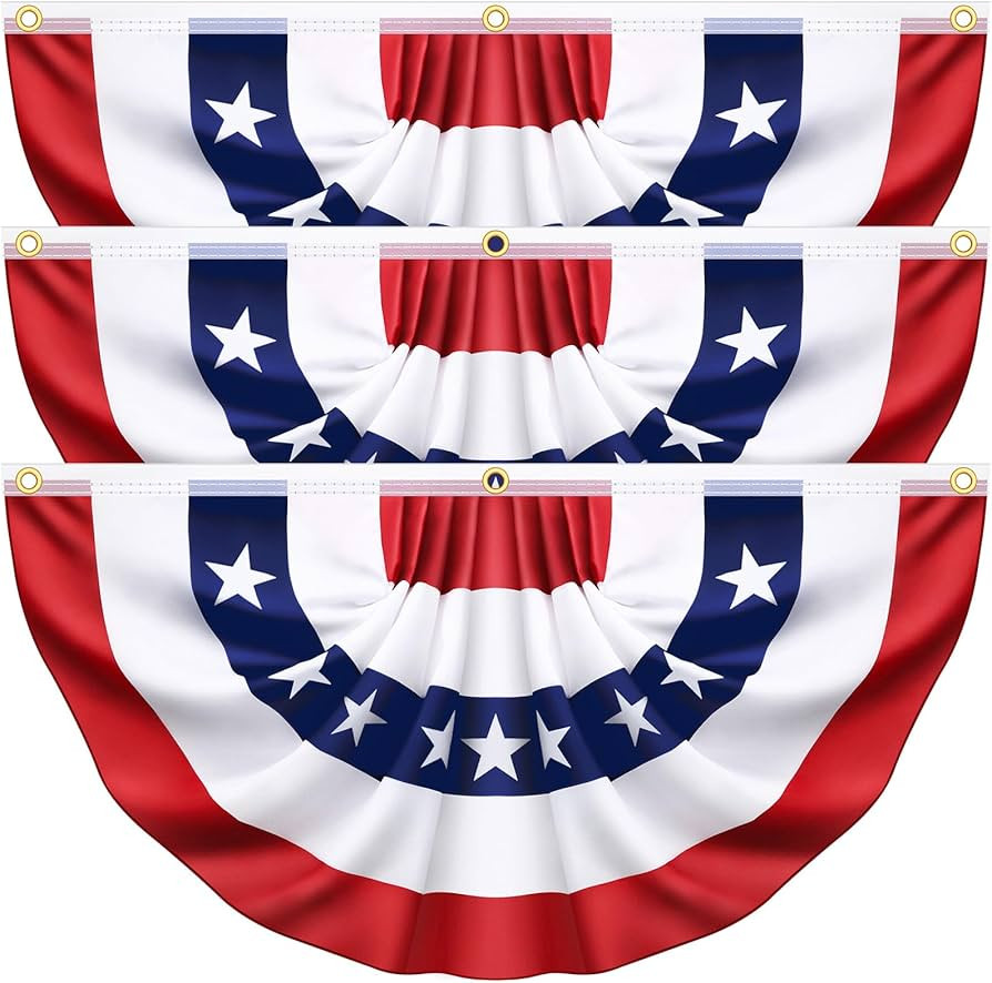 3x6 Ft 3 Pack American Pleated Fan Flag, Patriotic Half Fan Banner American Flag Decoration Bunti... | Amazon (US)
