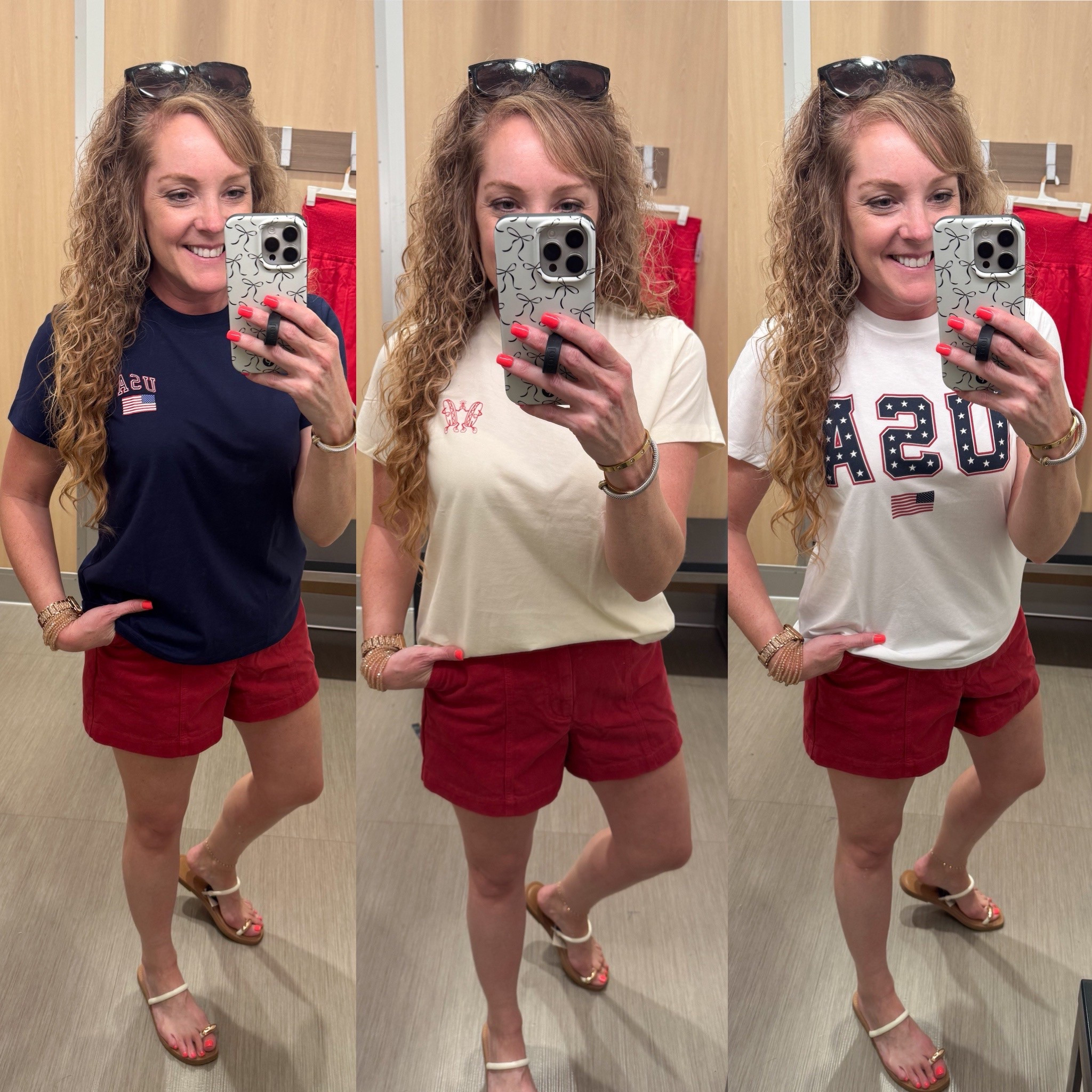 Target 🎯 4th of July outfit / USA tee / America / Americana outfit / red white and blue / summer outfit 

Tee- size medium (prefer large)
Shorts- size 6 (I sized up)

#LTKFindsUnder50 #LTKSummerEdit #LTKOver40