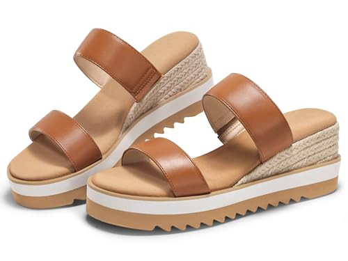 Amazon.com | Coutgo Womens Platform Sandals Espadrille Wedge Heels Comfortable Slip on Slides Ope... | Amazon (US)