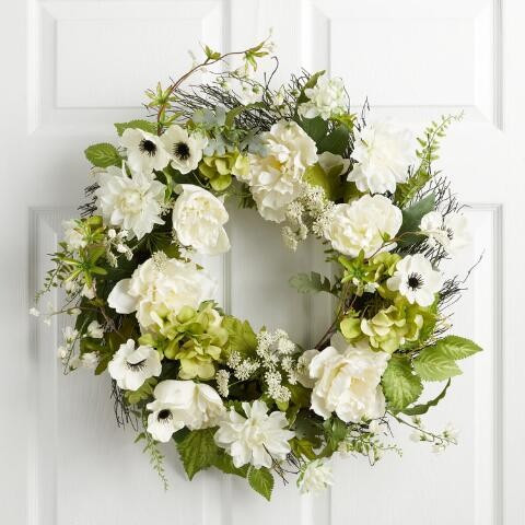 Pier Place Faux Hydrangea and Anemone Wreath | World Market
