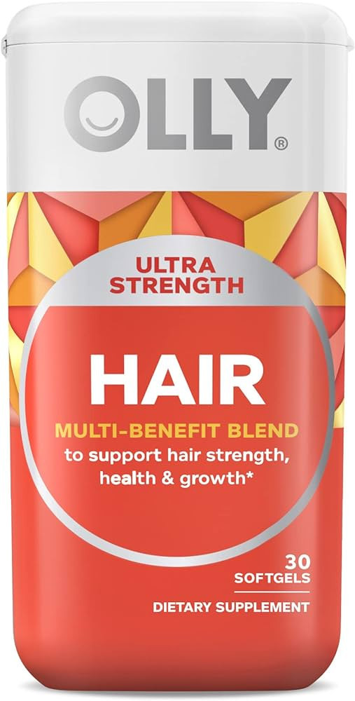 OLLY Ultra Strength Hair Softgels, Supports Hair Health, Biotin, Keratin, Vitamin D, B12, Hair Su... | Amazon (US)
