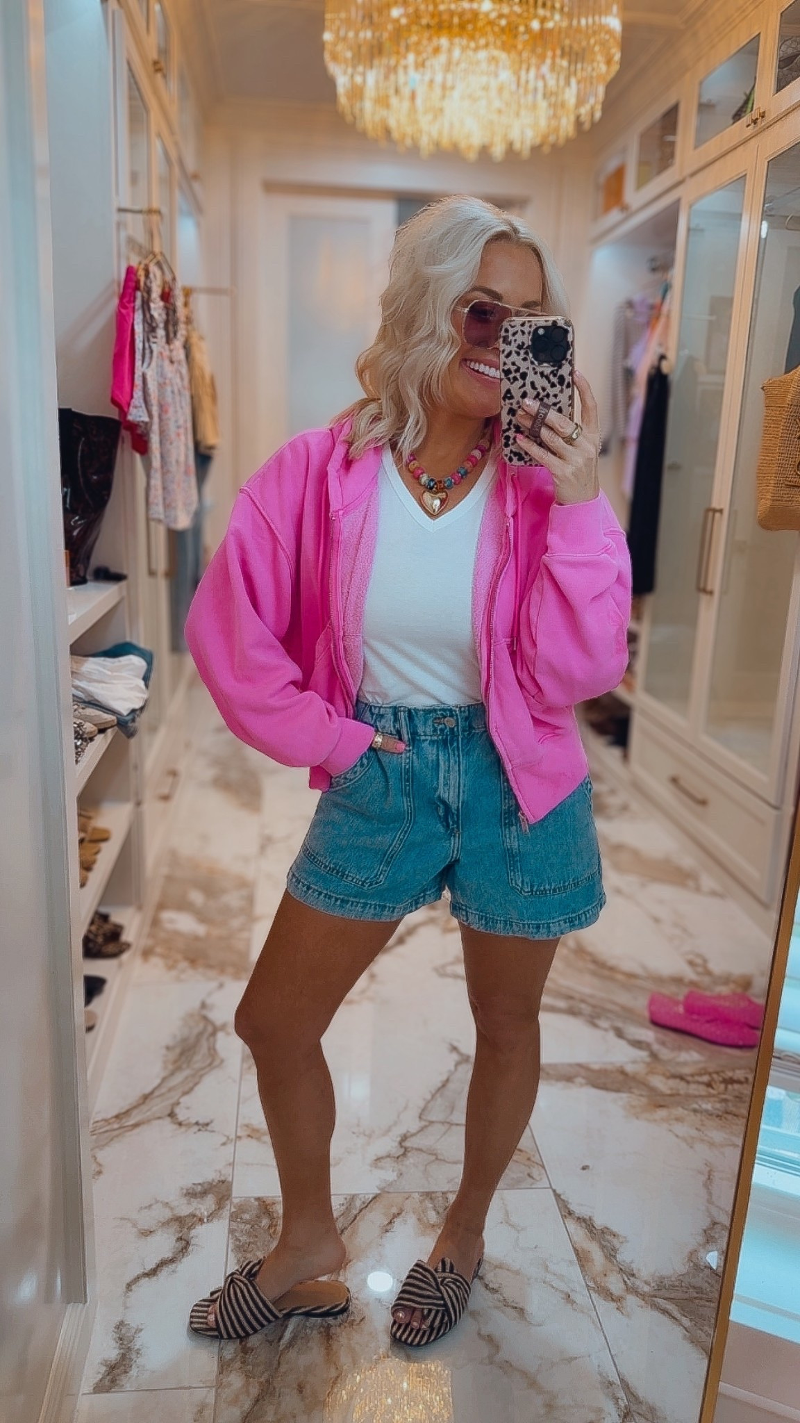 These shorts are so good and love length! Wearing a small 
Pink zip up is on sale - small 