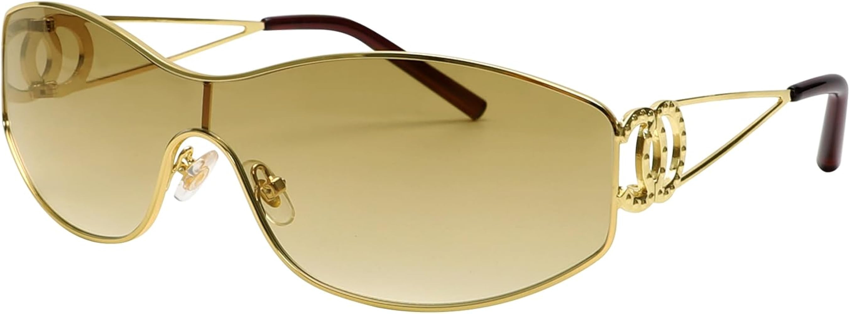 Y2k Sunglasses Womens Glasses Metal Shades Wire Frame Oval Sun Glasses for Women Trendy 2000s 90s... | Amazon (US)