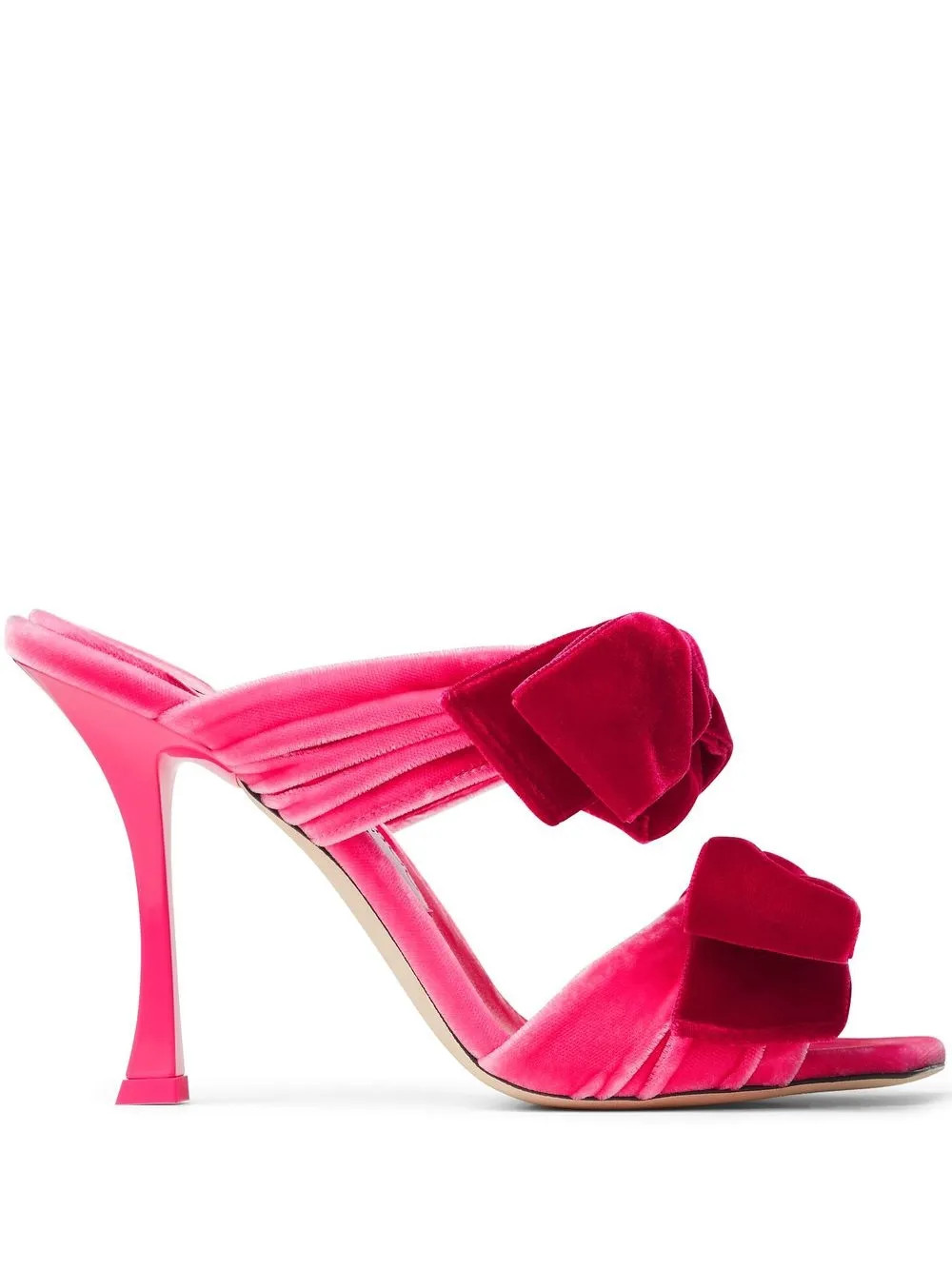 Jimmy Choo Flaca 100mm Velvet Mules | Pink | FARFETCH | Farfetch Global