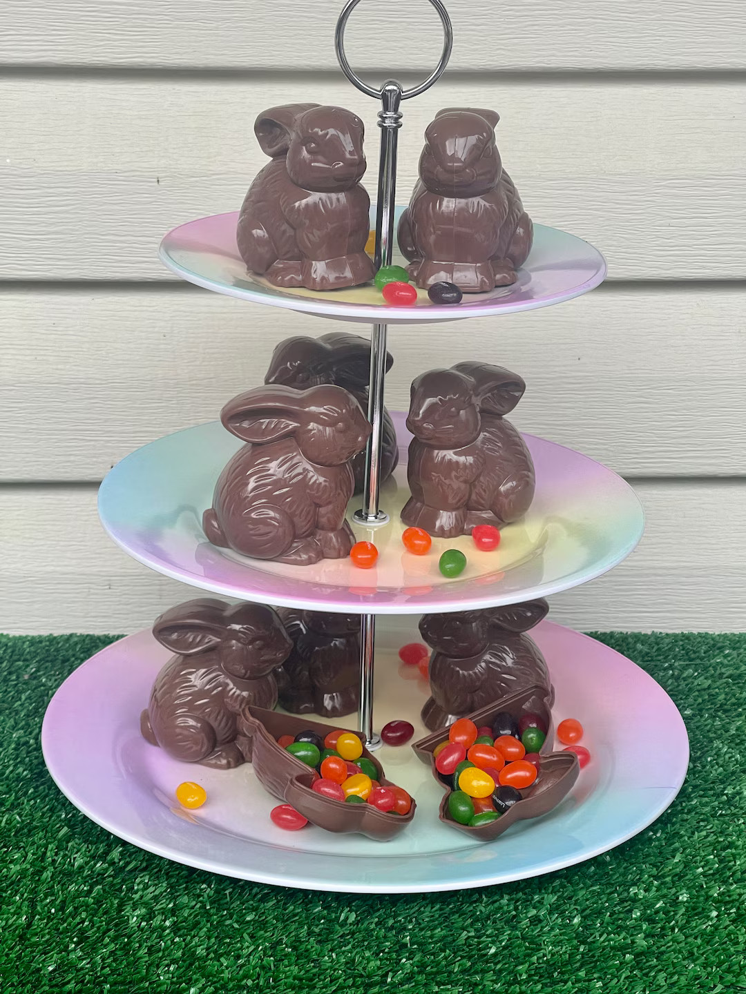 Chocolate Bunny Rabbit Shaped Plastic Container Figural Fake Chocolate Bunny Rabbit Shaped Easter... | Etsy (US)