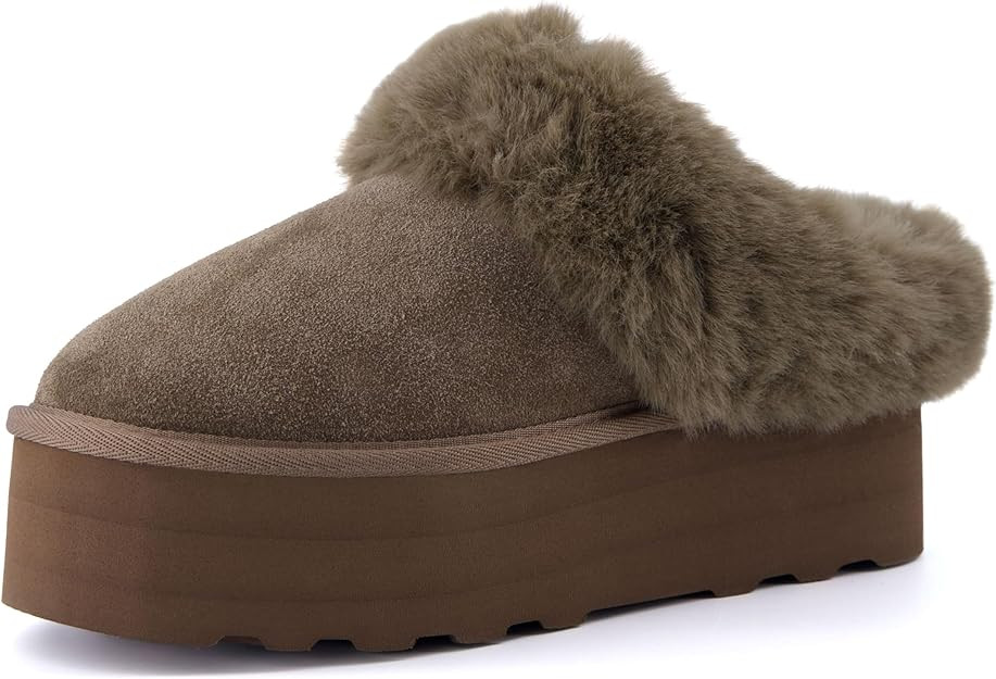 CUSHIONAIRE Women's Husky Genuine Suede cozy mule Platform +Memory Foam, Wide Widths Available | Amazon (US)