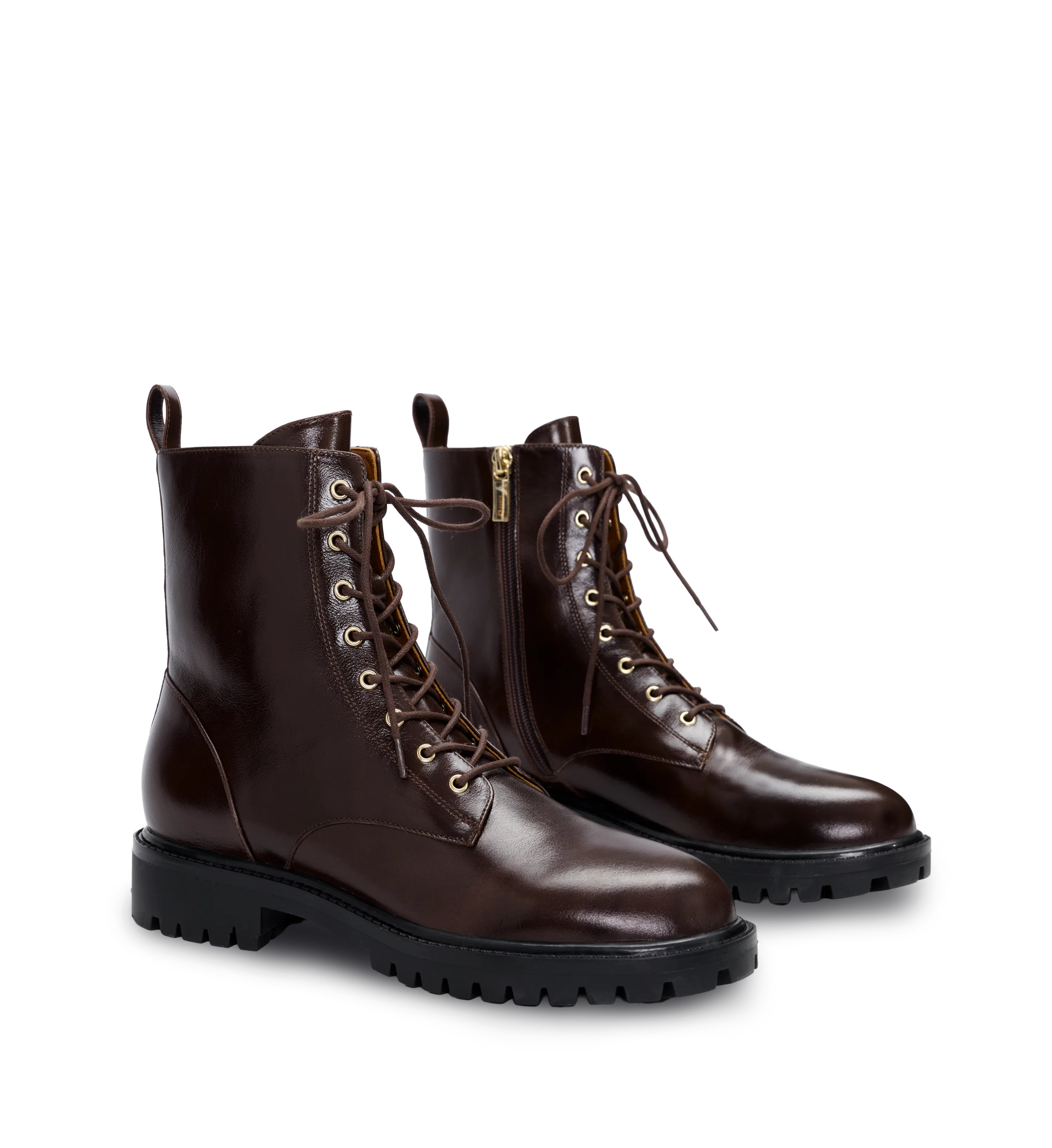 Tylas Chocolate Brown Leather Flat Boots | Bared Footwear | Bared Footwear