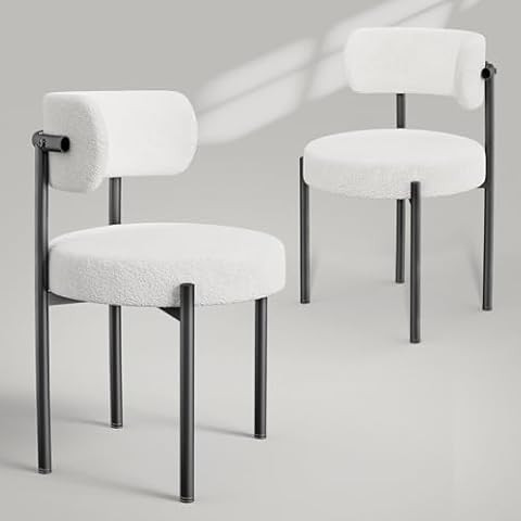 DYHOME White Boucle Dining Chairs Set of 4, Upholstered Kitchen Dining Room Chairs, Side Chairs w... | Amazon (US)