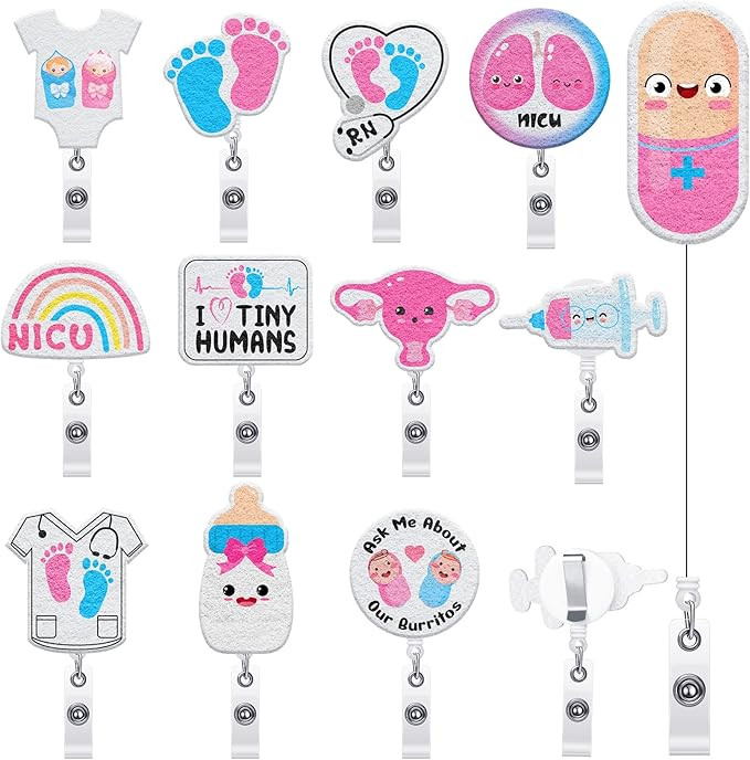 12 Pieces Nurse Badge Reels Felt Retractable Badge Reels Rn Heart Stethoscope Badge Holder with C... | Amazon (US)