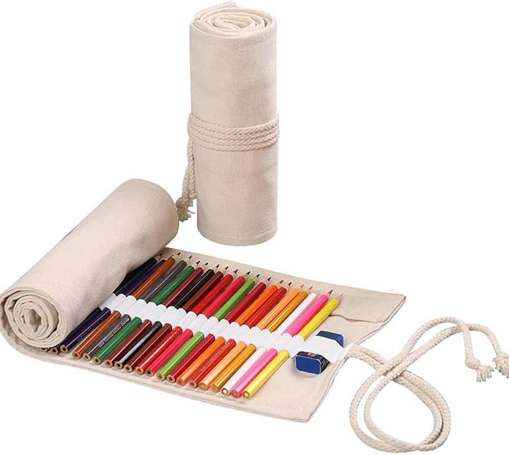 Large Capacity Pen Curtain Canvas Roll Up Pencil Case 36 Slots Pencil Bag Pencils Case Wrap Roll ... | Amazon (US)