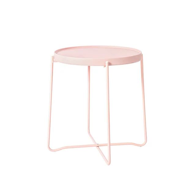 Mainstays Resin Round Foldable Side Table, Pink | Walmart (US)