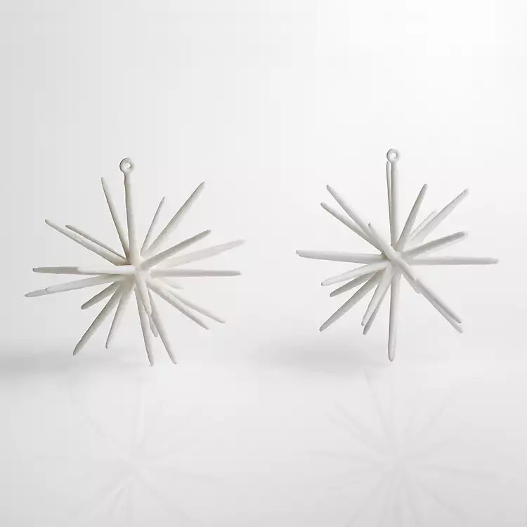 White Glitter Sputnik Ornaments, Set of 2 | Kirkland's Home