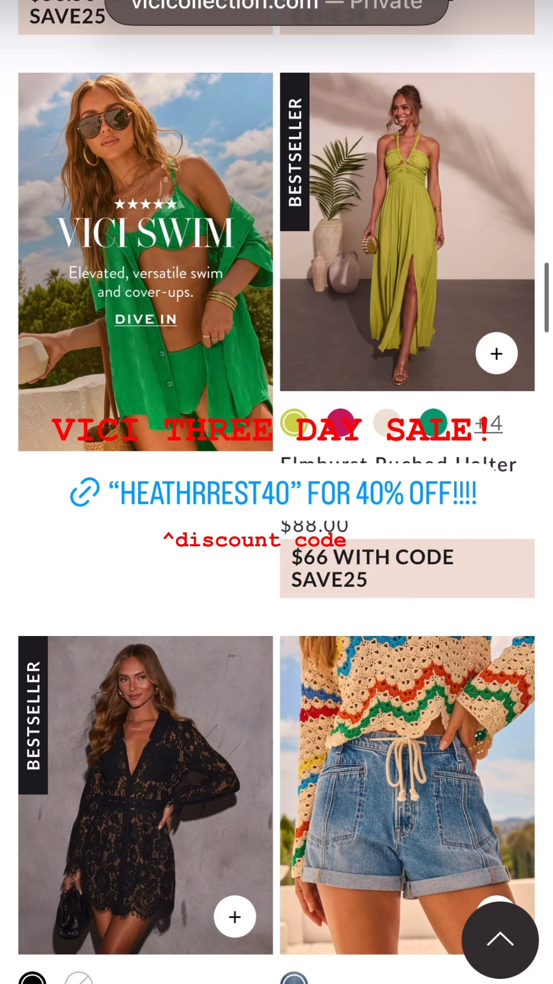 Vici collection discount code “HEATHERREST40” three day sale! Summer spring clothes women’s 

#LTKmomlife #LTKMothersDay #LTKootd