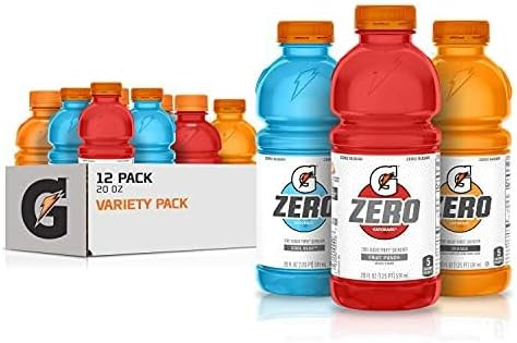 Gatorade G Zero Thirst Quencher, 3 Flavor Variety Pack, 20oz Bottles (12 Pack) | Amazon (US)